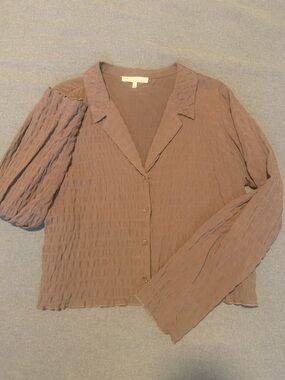 Monk & Lou Button-Front Top in brown